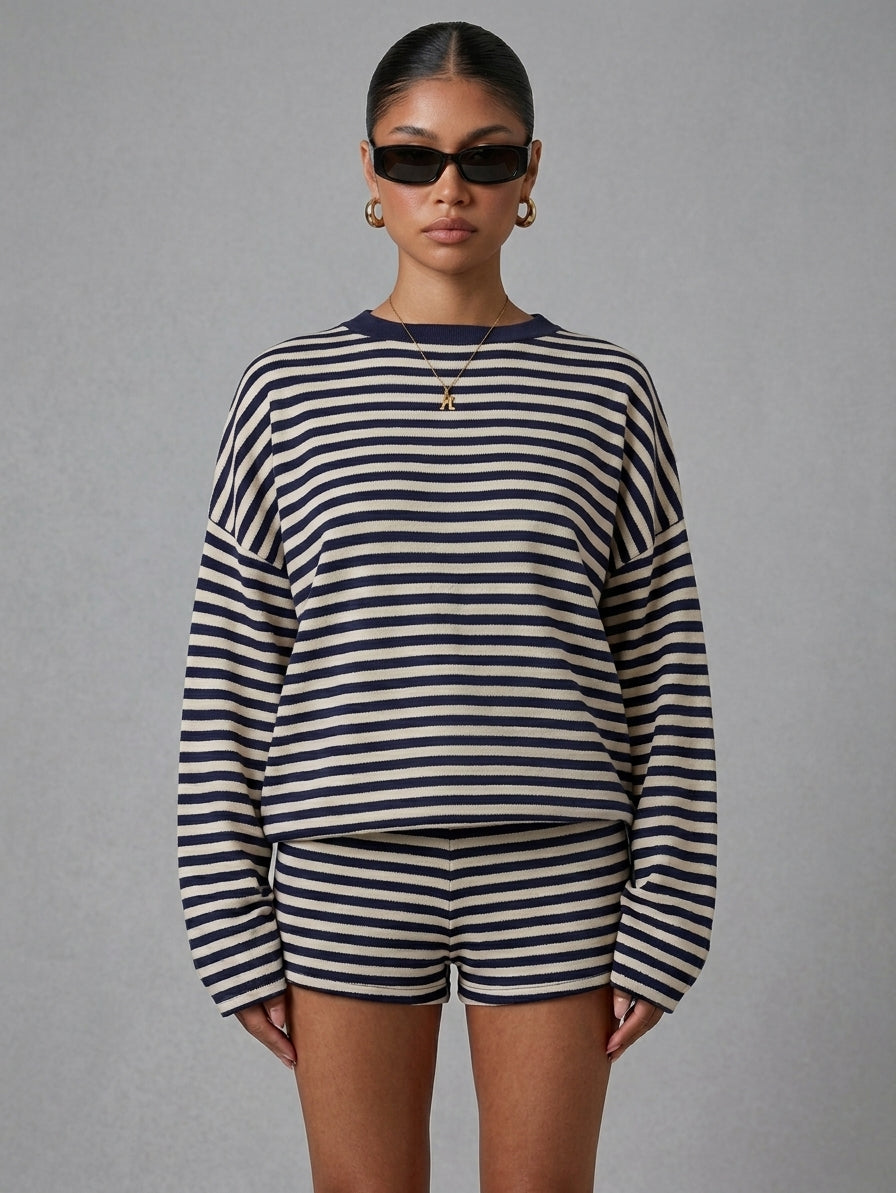 Striped Loose T-Shirt and Shorts