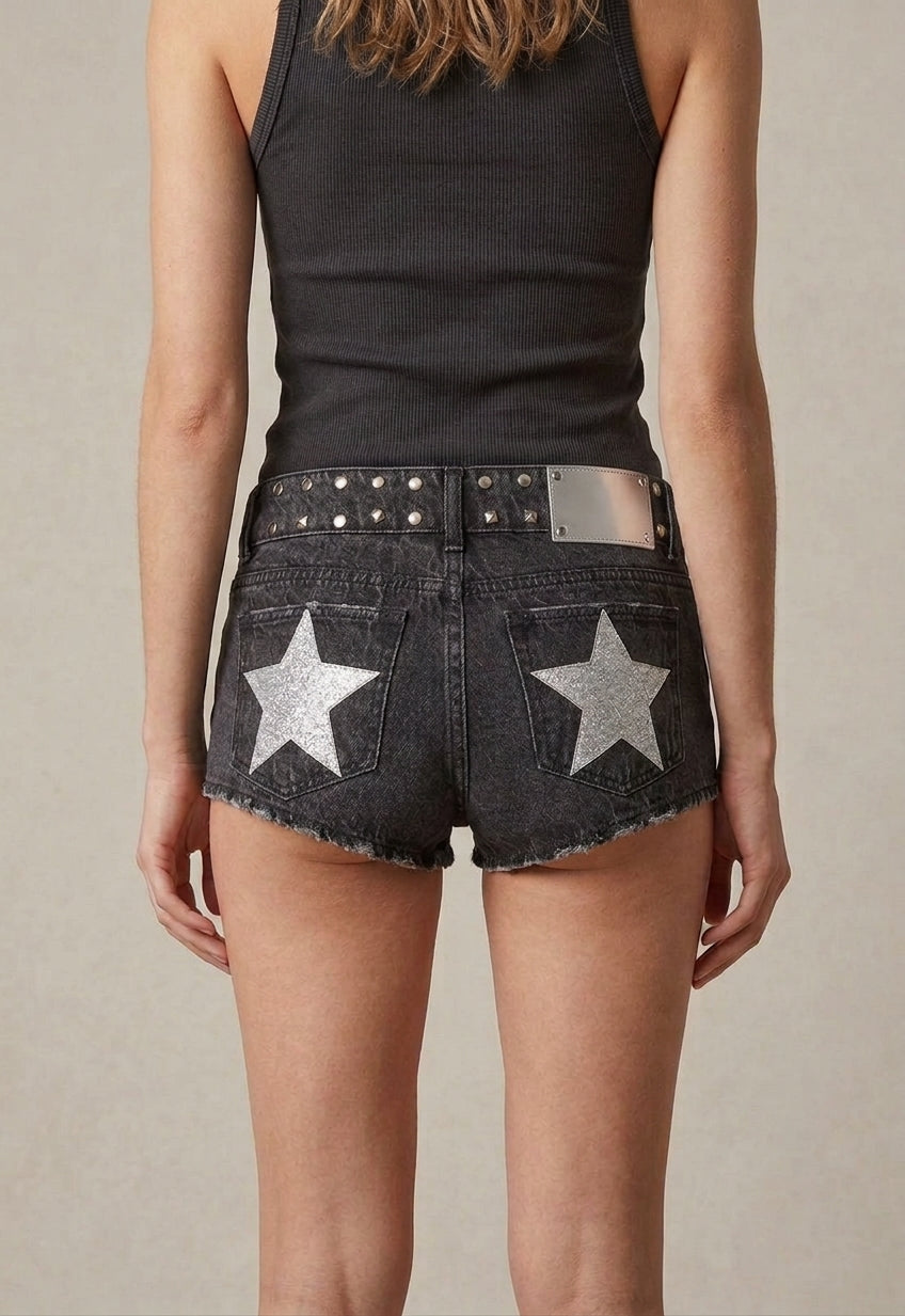 Womens Low Waist Denim Shorts