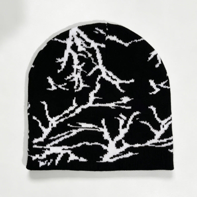 Thorn Branch Jacquard Knit Beanie Y2K Street Style Wool Hat